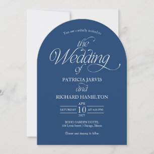 Cobalt Blue Minimalist Arch Wedding Elegant Invitation