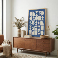 Cobalt Blue Modern Geometric Shapes Art