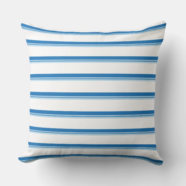 Cobalt Blue Modern Nautical Stripes  Cushion (Front)
