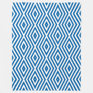 Cobalt Blue Moods Diamond Chevrons Fleece Blanket