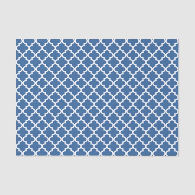 Cobalt Blue Moroccan Tile Trellis Tissue Paper (Front)