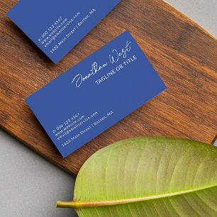 Cobalt Blue Name In Signature Script One Sided Business Card