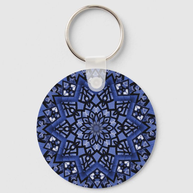 Cobalt blue pattern key ring (Front)