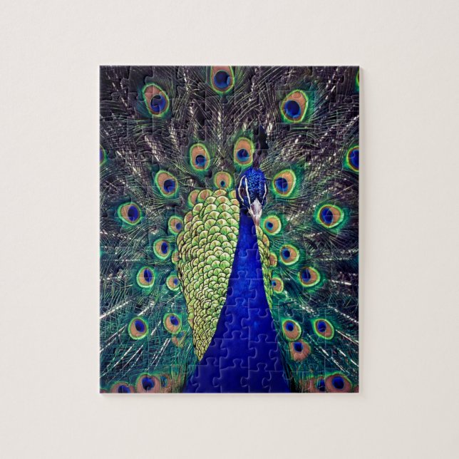 Cobalt Blue Peacock Jigsaw Puzzle (Vertical)