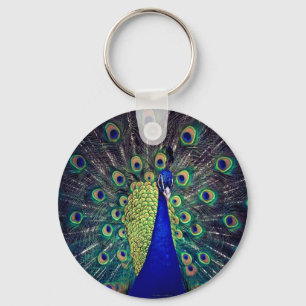 Cobalt Blue Peacock Key Ring