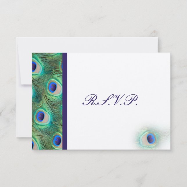 cobalt blue peacock  rsvp cards  (Front)