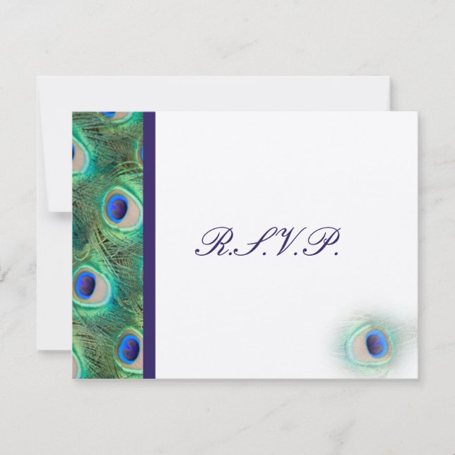 cobalt blue peacock  rsvp cards (Front)