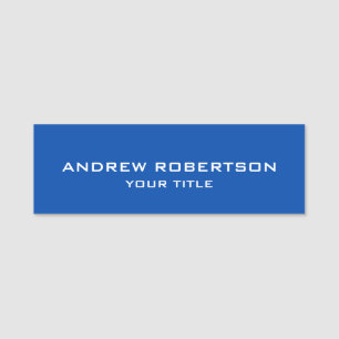 Cobalt Blue Plain Elegant Minimalist Simple Name Tag