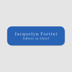 Cobalt Blue Plain Elegant Modern Minimalist Name Tag