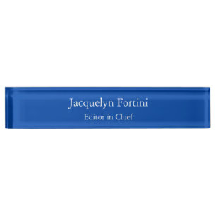 Cobalt Blue Plain Elegant Modern Minimalist Nameplate