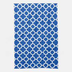 Cobalt Blue Quatrefoil Trellis Pattern Kitchen Tow Tea Towel
