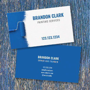 Cobalt Blue Roller & Torn Edge Reveal Painting Business Card