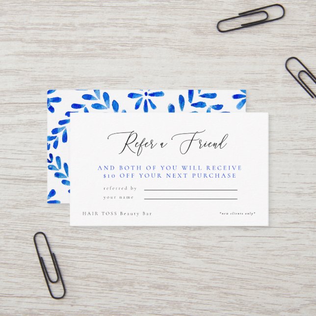 Cobalt Blue Salon Refer a Friend Discount  Business Card (Front/Back In Situ)