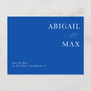 Cobalt Blue Simple Wedding Save the Date Postcard
