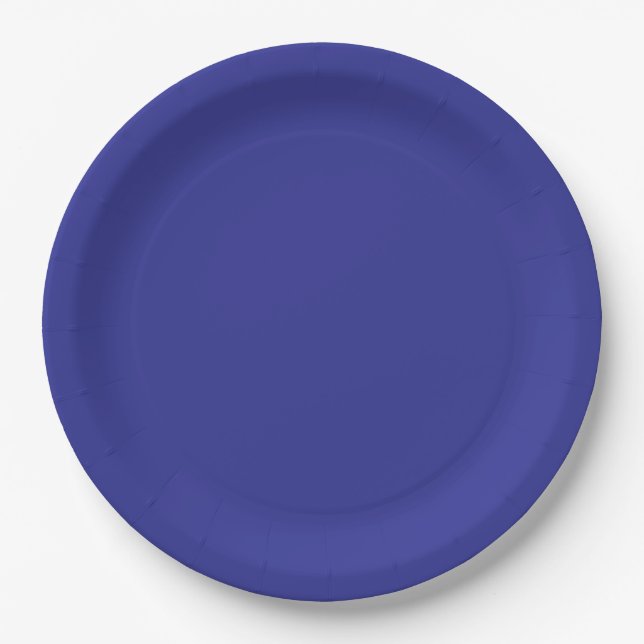 Cobalt Blue Solid Blue Paper Plate (Front)