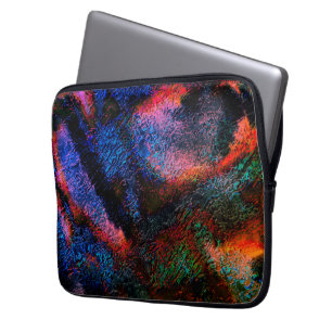 Cobalt blue splash with colourful red-hot texture laptop sleeve