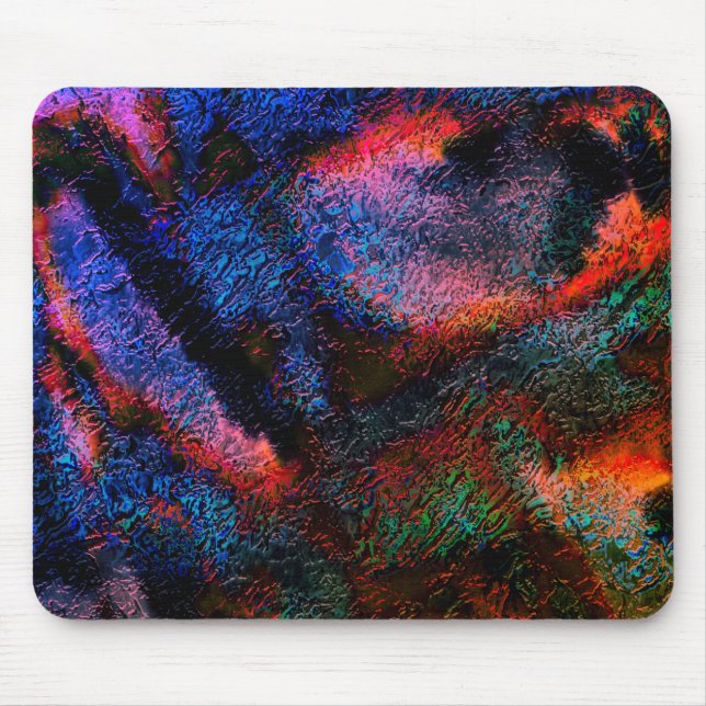 Cobalt blue splash with colourful red-hot texture  mouse pad (Front)