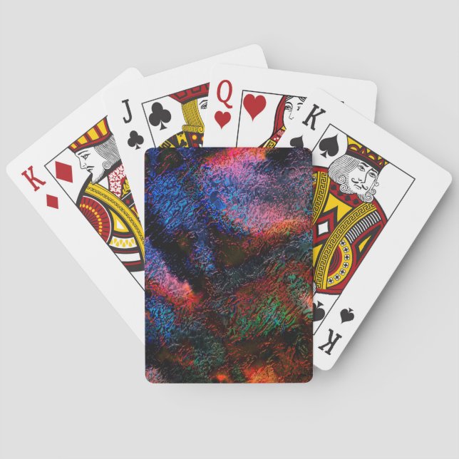 Cobalt blue splash with colourful red-hot texture  playing cards (Back)