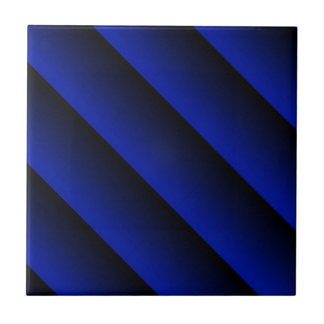 Cobalt Blue Stripe Ceramic Tile (Front)