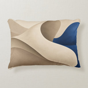 Cobalt Blue & Taupe Abstract Waves Decorative Cushion