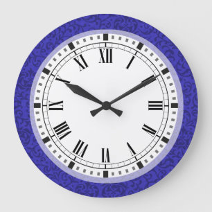 Cobalt Blue Tudor Garden Floral Damask Large Clock