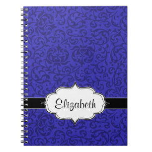 Cobalt Blue Tudor Garden Floral Damask Notebook