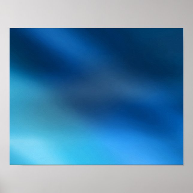 Cobalt Blue Turquoise & Grey Abstract Glow Modern Poster (Front)