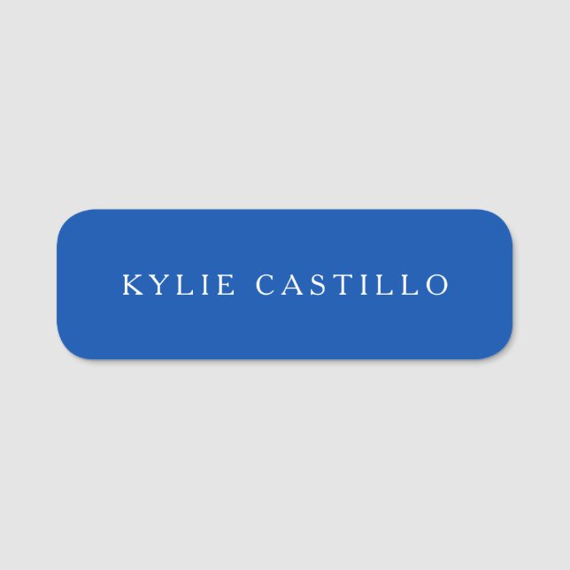Cobalt Blue Unique Classical Professional Name Tag (Front)
