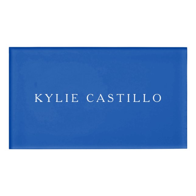 Cobalt Blue Unique Classical Professional Name Tag (Front)