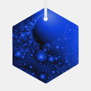 Cobalt Blue Universe Fractal Art Suncatcher Glass Tree Decoration