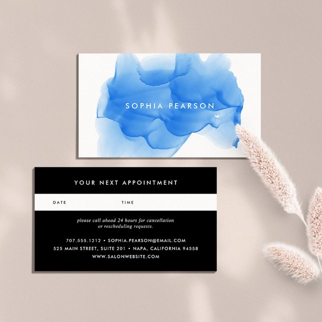 Cobalt Blue Watercolor Blot | Appointment Card (Creator Uploaded)