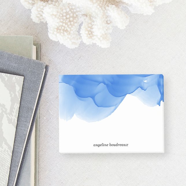 Cobalt Blue Watercolor Personalised Post-it Notes (Creator Uploaded)