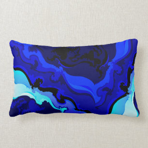 Cobalt Blue Wave Swirl Pillow Design