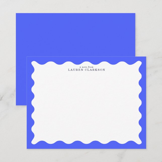 Cobalt Blue Wavy Frame Note Card (Front/Back)