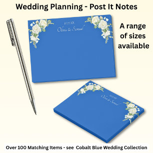 Cobalt Blue & White Roses Wedding Suite Post-it Notes