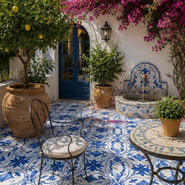 Cobalt Breeze Hand-Painted Blue Mediterranean Ceramic Tile (Creator Uploaded)