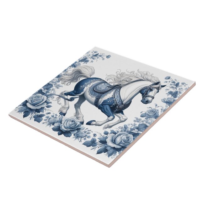Cobalt Charger: Blossoms in Motion Ceramic Tile (Side)