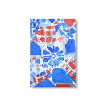 Cobalt & Coral Geometric Abstract Expressionist