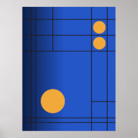 Cobalt Drift No. 1 Blue and Amber Geometric Art