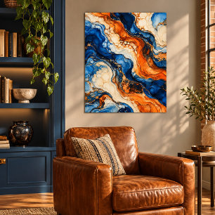 Cobalt Ember Current Art Print