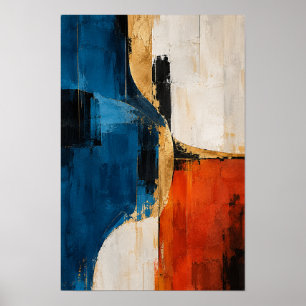 Cobalt Ember Modern Abstract Wall Art