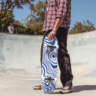Cobalt Hyper Blue Psychedelic Wavy Skateboard