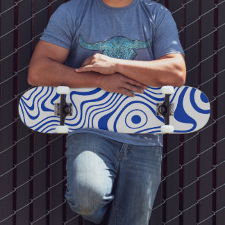 Cobalt Hyper Blue Psychedelic Wavy Skateboard