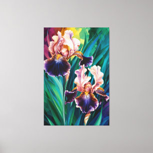 *~* Cobalt Irises Flower Artsy Iris Painting AP84 Canvas Print