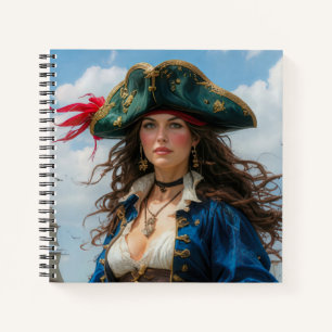 Cobalt Kate - High-Contrast Female Pirate Captain Notebook