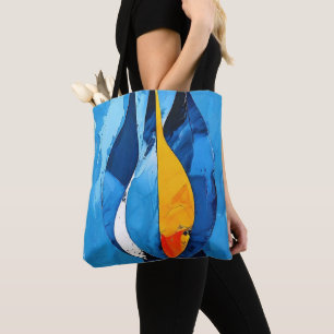 Cobalt Line Art Intrigue Abstract  Tote Bag