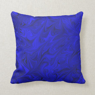 Cobalt Marble Pattern Royal Indigo Blue Pillow