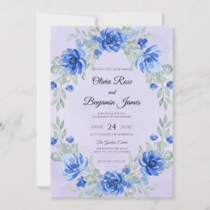 Cobalt Periwinkle Blossom Wedding Invitation