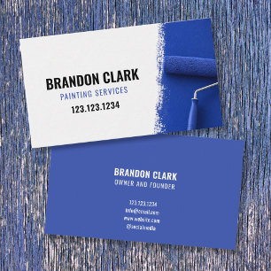 Cobalt Roller Corner Accent Painting Service Business Card