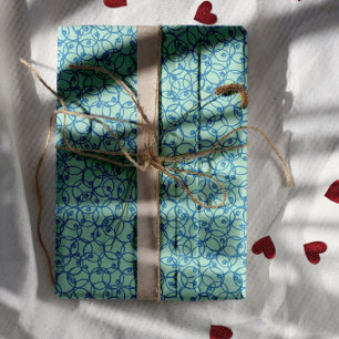 Cobalt Scribble Rings – minimal modern Pattern Wrapping Paper Sheet